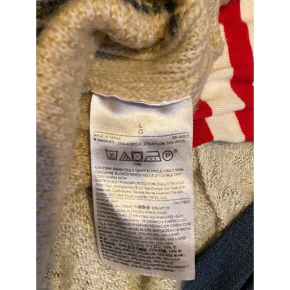 Women's Gap open Cardigan Blazer Sweater Boho Aztec Size Large Wool Blend Cream - Picture 9 of 9